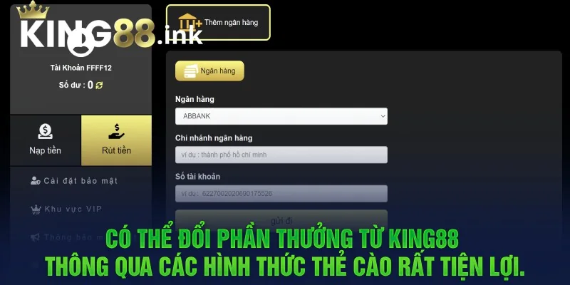 Rút tiền KING88 qua Ngân hàng